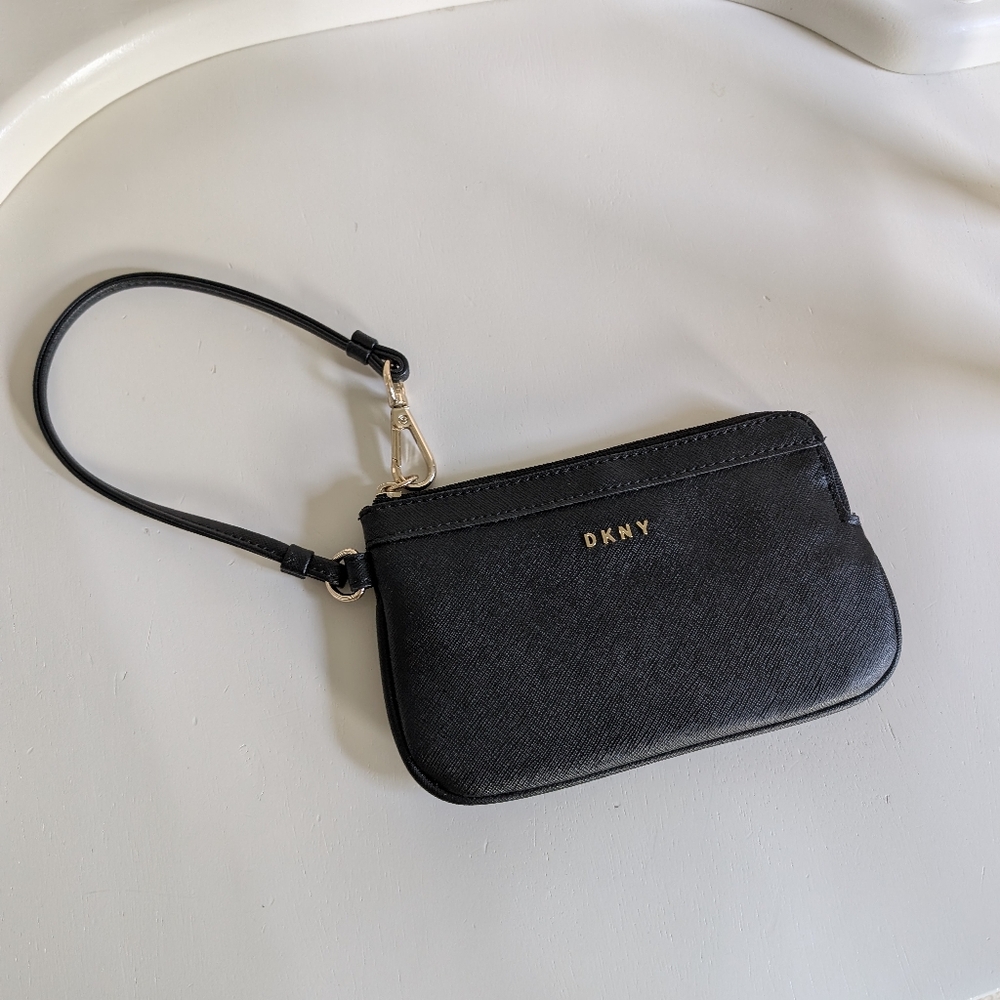 DKNY Black Leather Clutch Wristlet